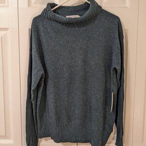 NWT DUFFY Cashmere Sweater Small Pine Teal Pullover Loose Cowl Roll Neck Luxury